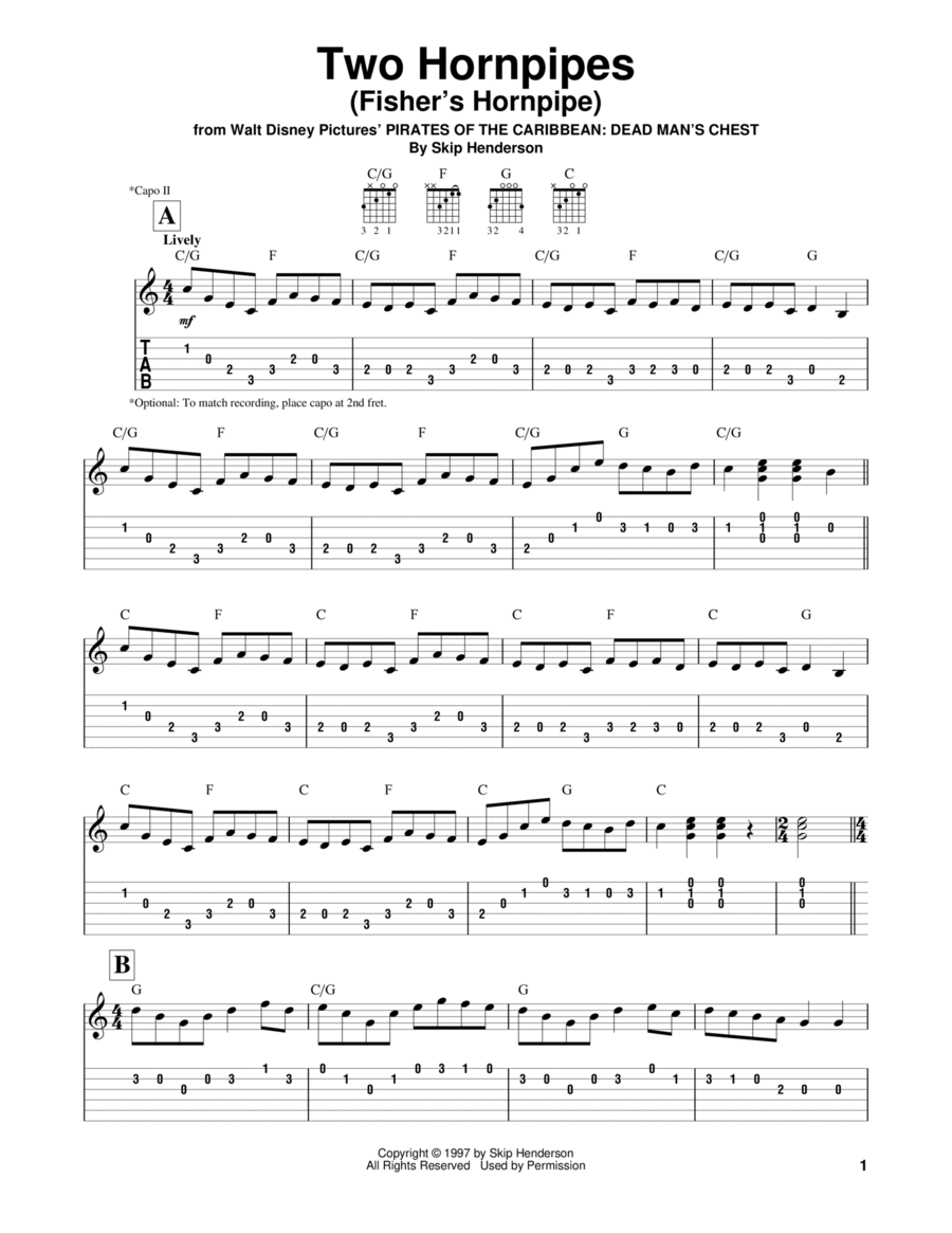 Two Hornpipes (Fisher's Hornpipe) Horn scores gallery preview page 1