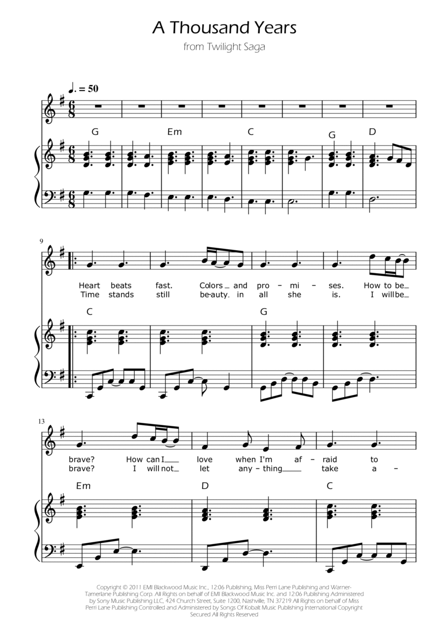 A Thousand Years Voice scores gallery preview page 1