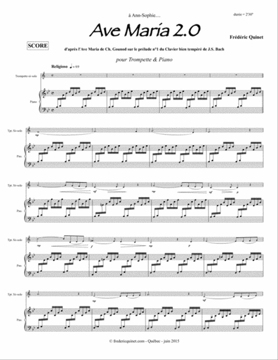 Ave Maria 2.0 for trumpet & piano Trumpet Solo scores gallery preview page 3