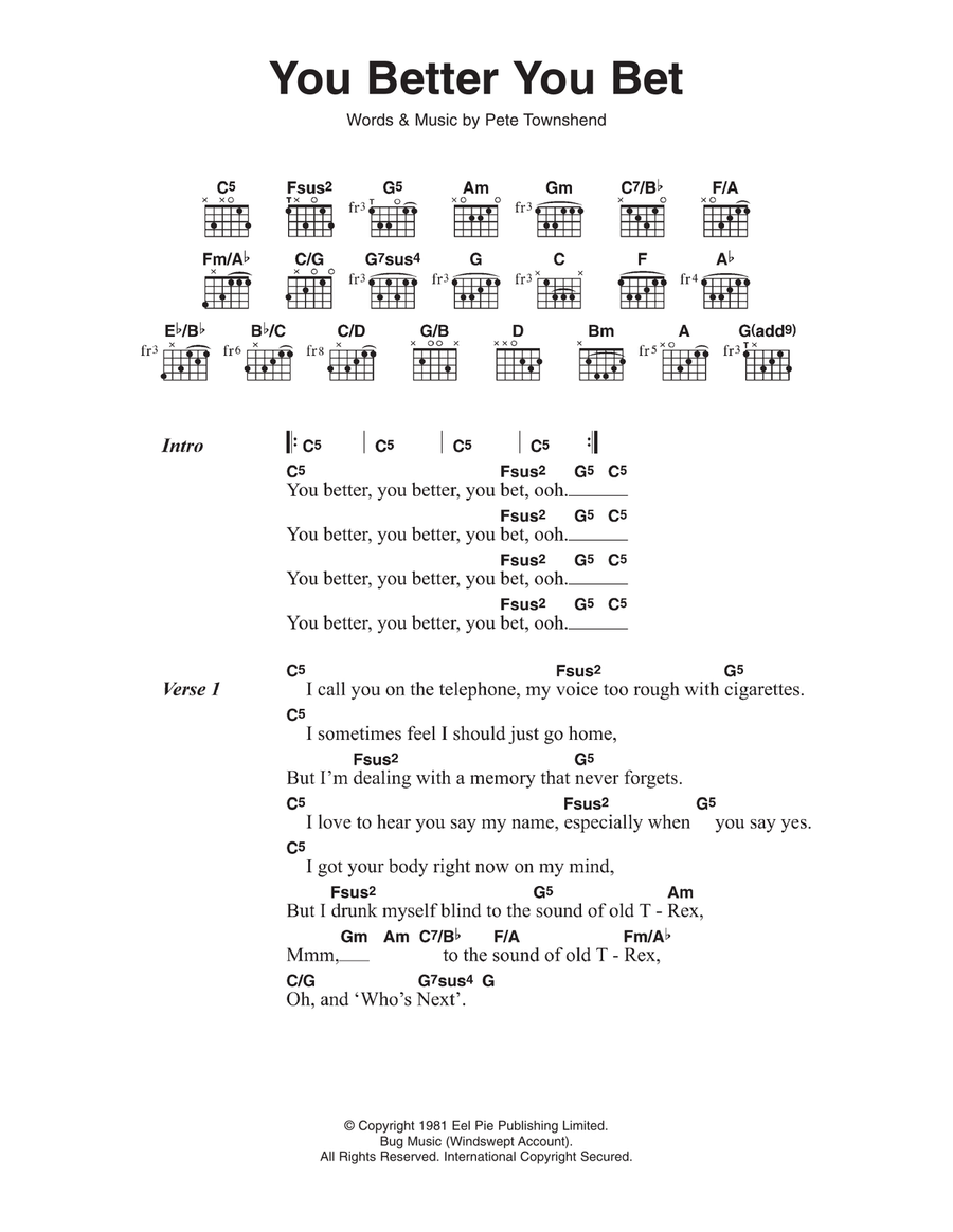 You Better You Bet You Better You Bet Guitar scores gallery preview page 1