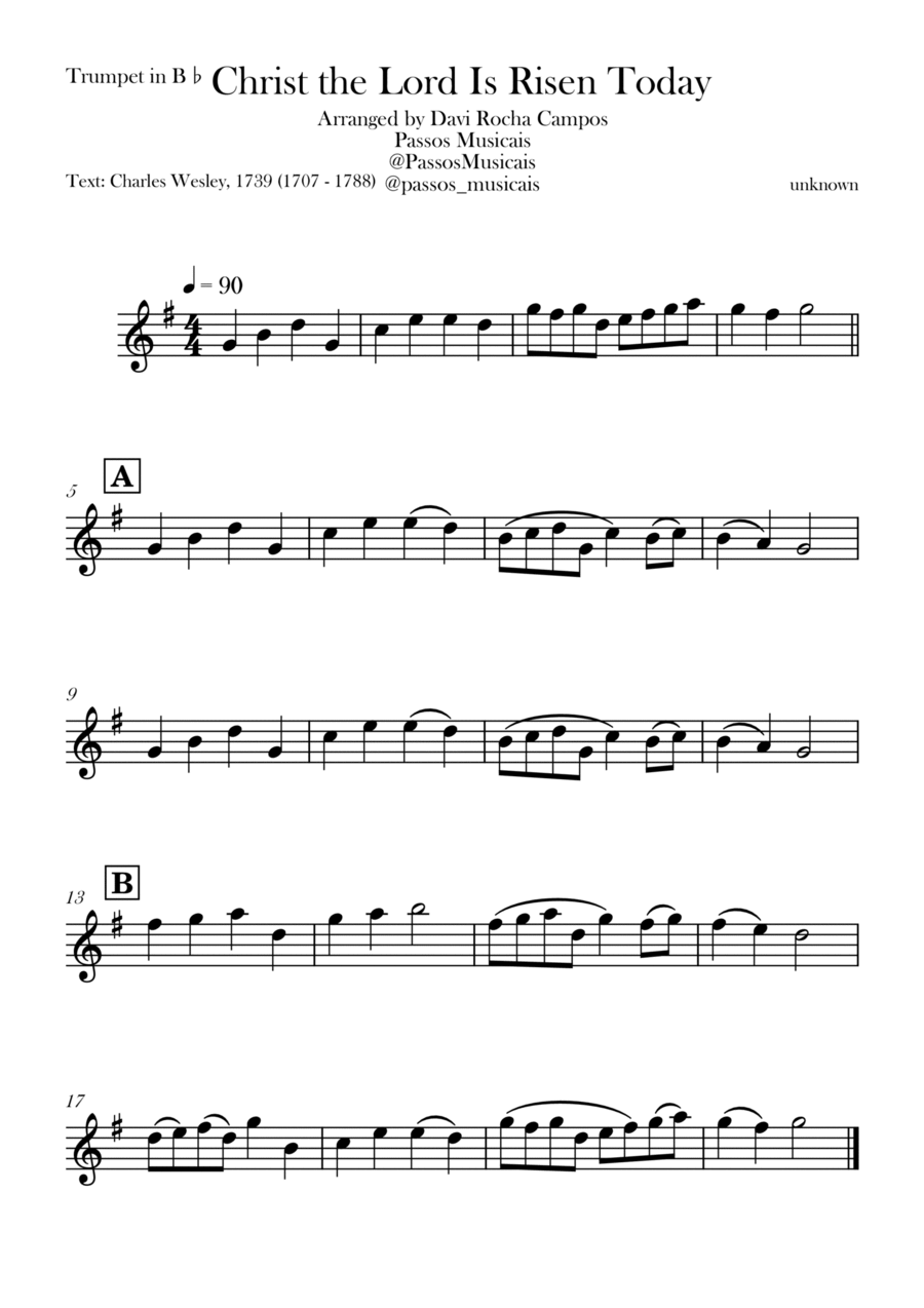 Christ the Lord is Rises today B-Flat Trumpet scores gallery preview page 1