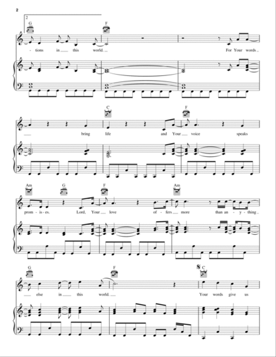 Your Words Your Words Piano, Vocal, Guitar scores gallery preview page 2