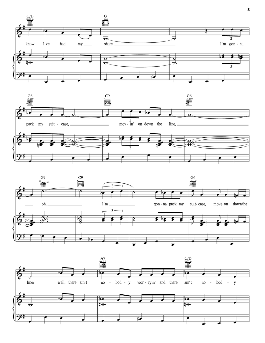 Everyday I Have The Blues Piano, Vocal, Guitar scores gallery preview page 3