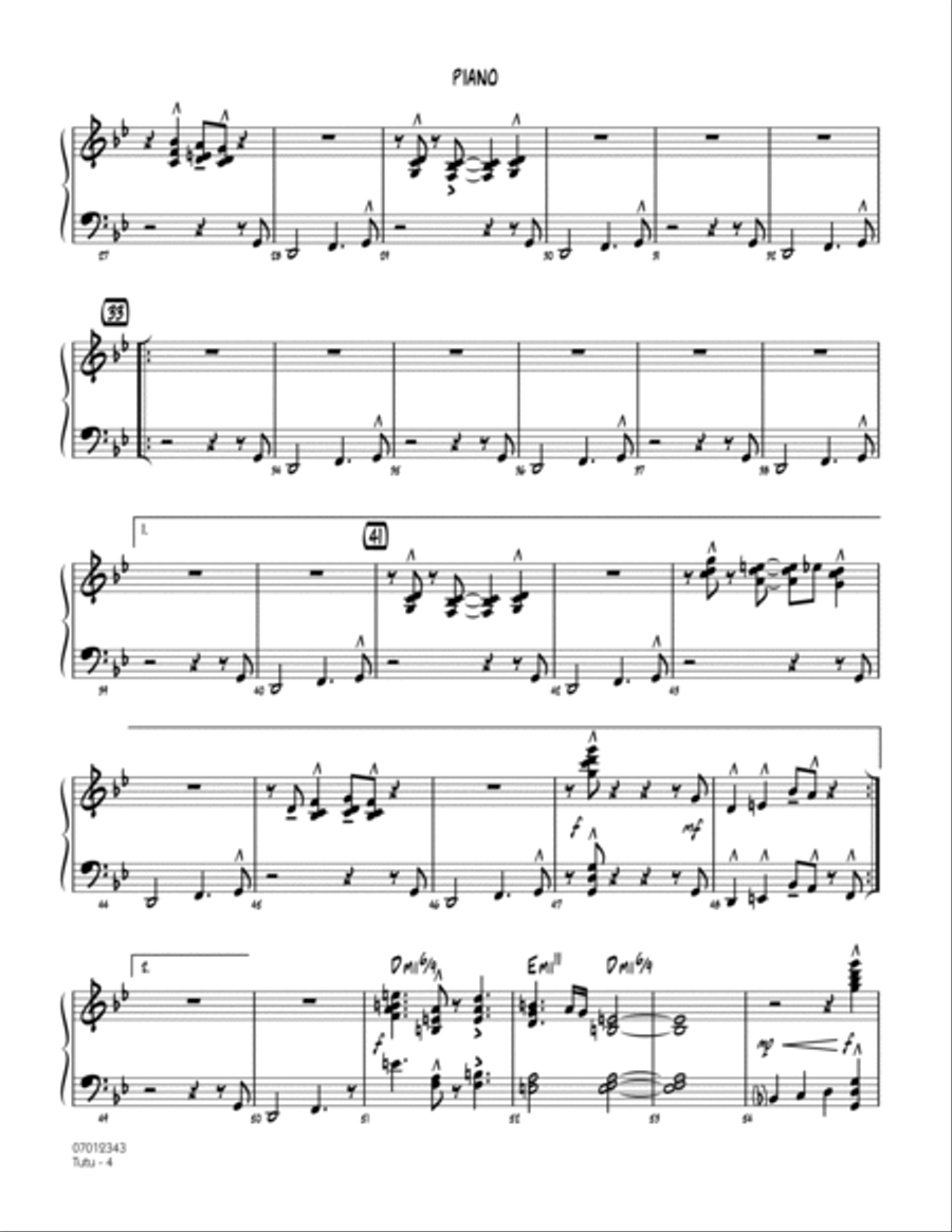Tutu - Piano Jazz Ensemble scores gallery preview page 3