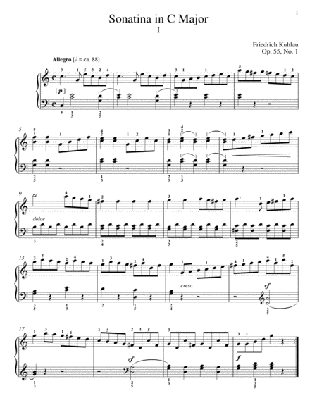Sonatina In C Major, Op. 55, No. 1
