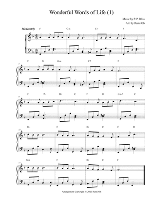 [Wonderful Words of Life] Favorite hymns arrangements with 3 levels of difficulties for beginner and