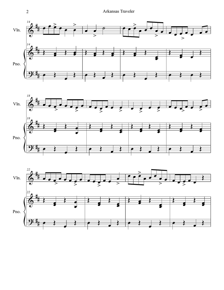 Arkansas Traveler Arkansas Traveler Violin Solo scores gallery preview page 2