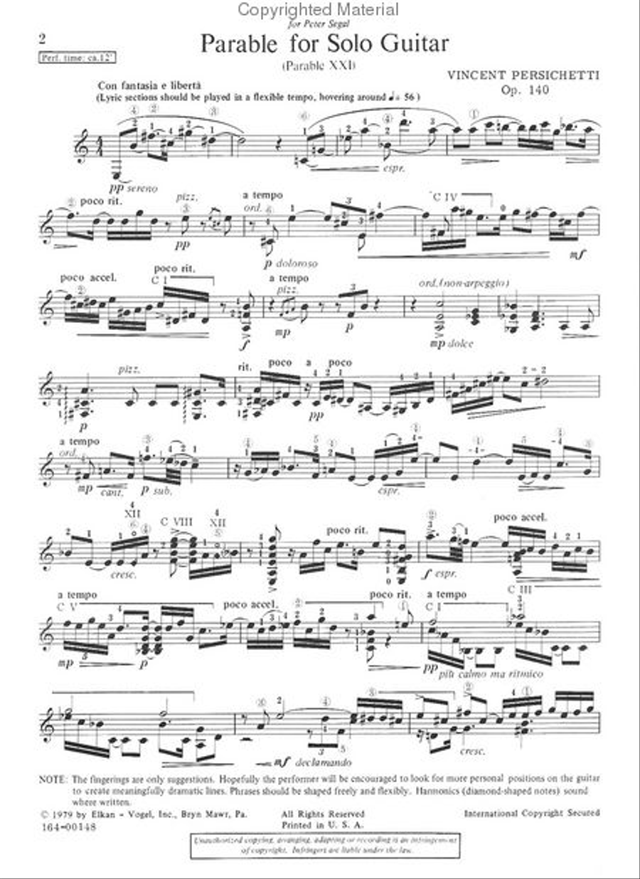 Parable For Solo Guitar Chamber Music scores gallery preview page 2