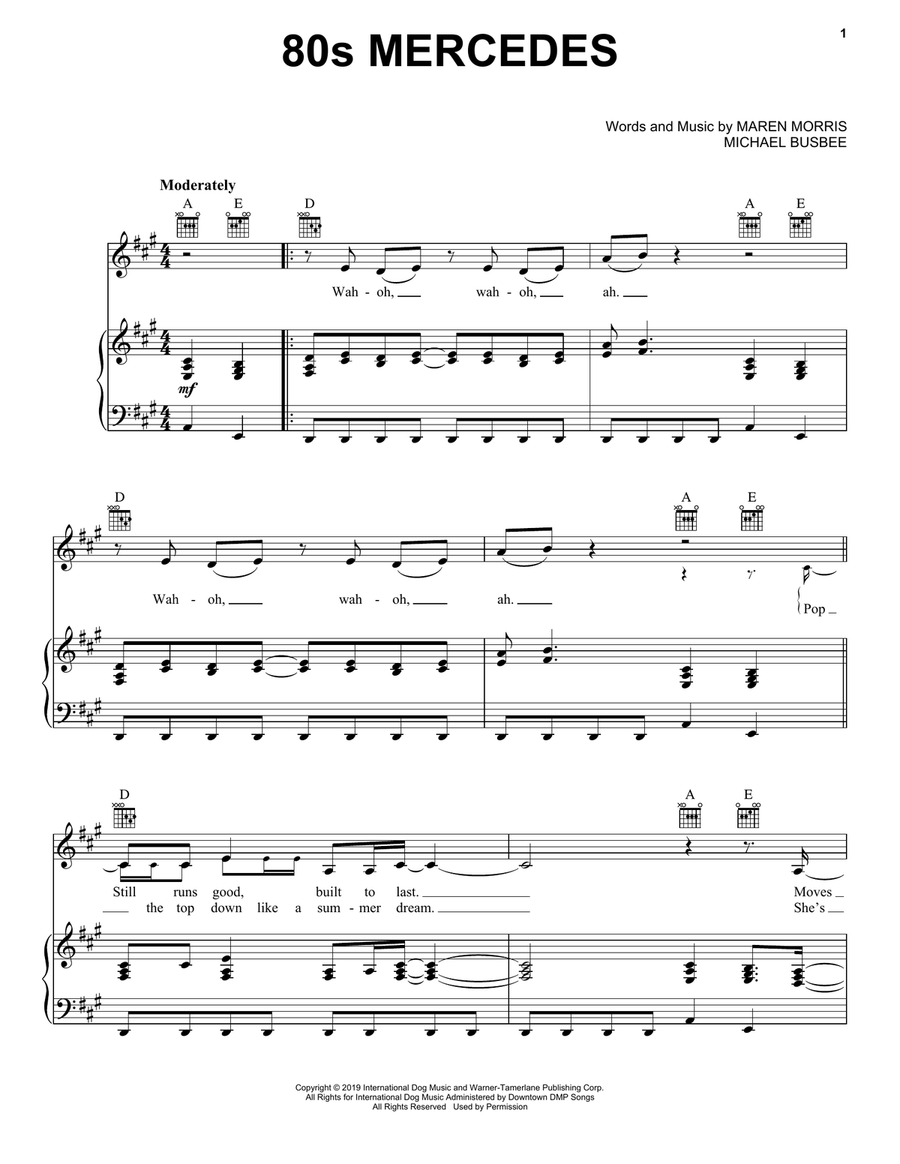 80s Mercedes 80s Mercedes Piano, Vocal, Guitar scores gallery preview page 1