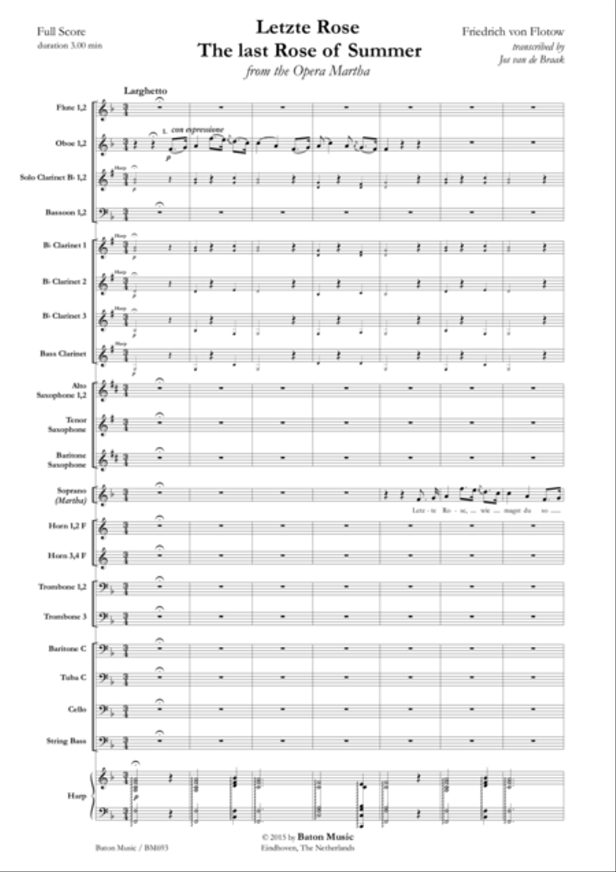 Letzte Rose (The last Rose of Summer) Concert Band scores gallery preview page 2