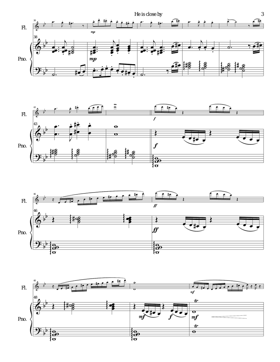 He is close by for flute and piano Flute Solo scores gallery preview page 3