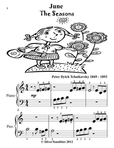 June the Seasons Beginner Piano Standard Notation Sheet Music