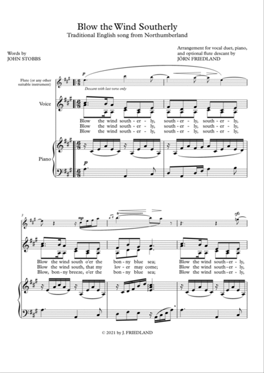 Blow the Wind Southerly Blow the Wind Southerly Piano scores gallery preview page 2