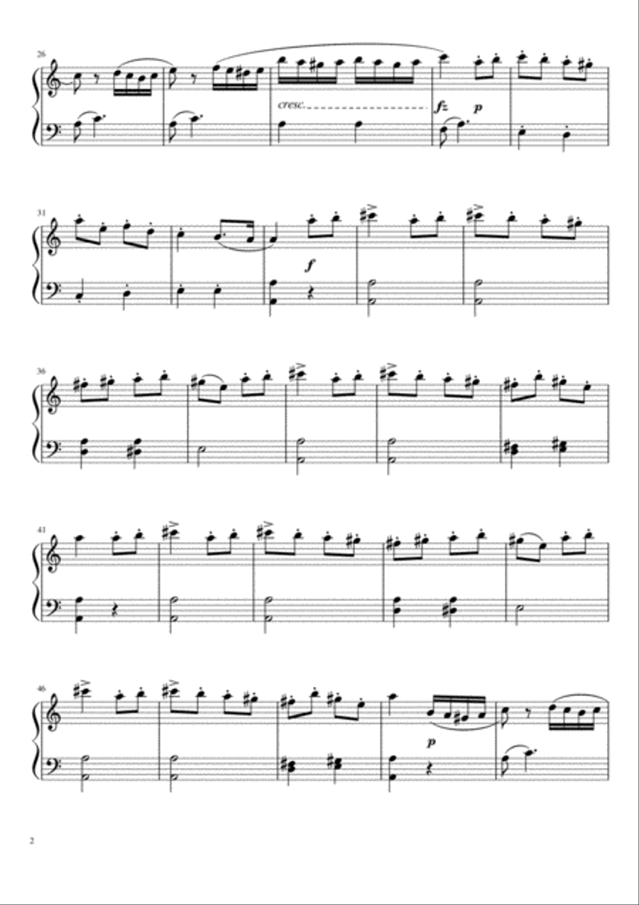 Mozart - Turkish March (easy piano sheet) Flute scores gallery preview page 2