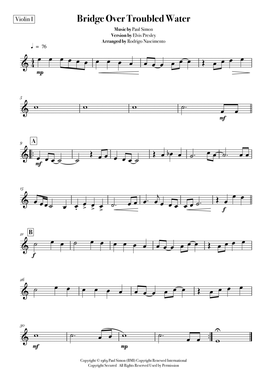 Bridge Over Troubled Water String Quartet scores gallery preview page 1