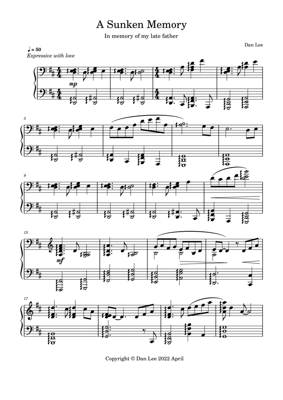 The Sunken Memory The Sunken Memory Piano Solo scores gallery preview page 1