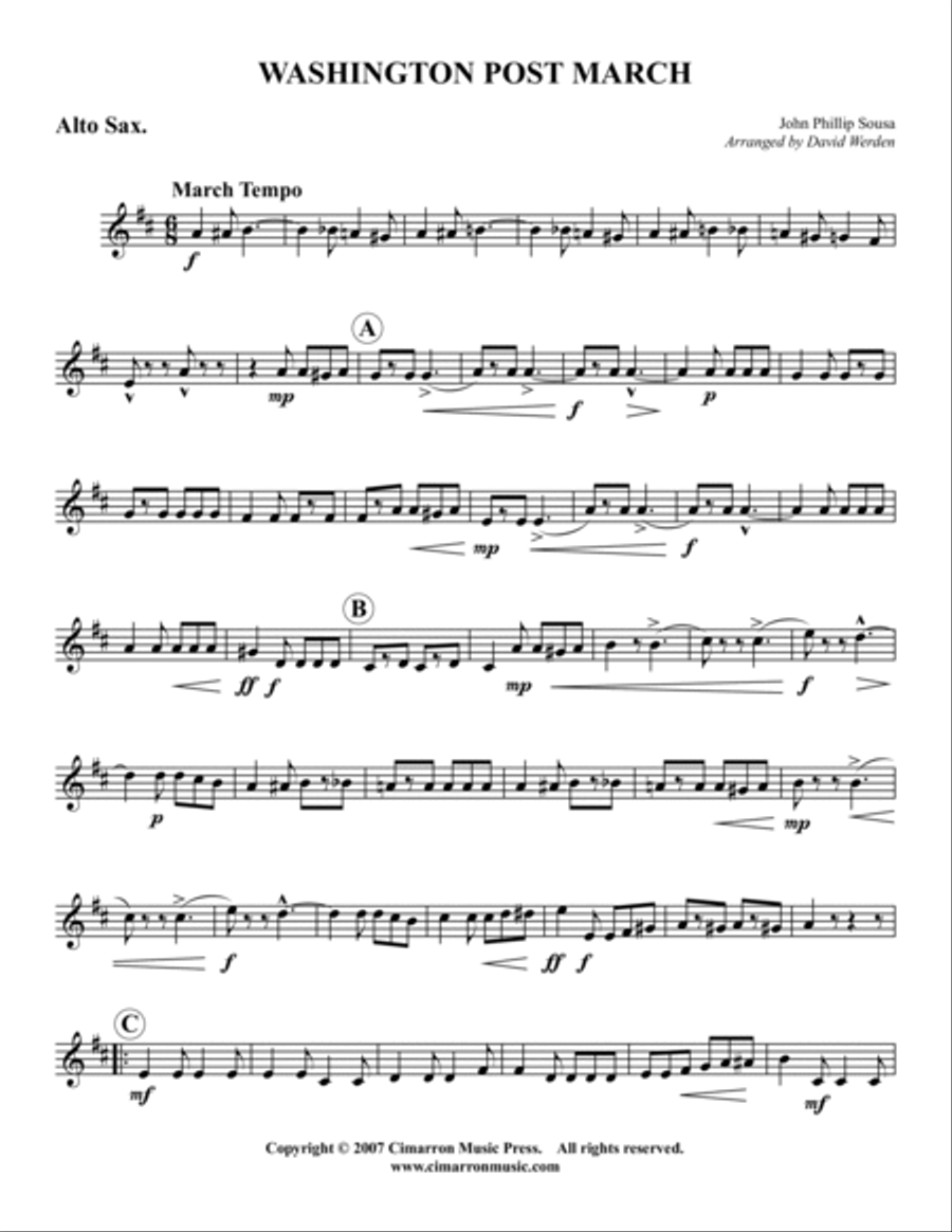 Washington Post March Saxophone Quartet scores gallery preview page 6