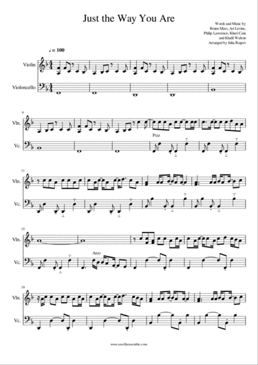 Just The Way You Are String Duet scores gallery preview page 1