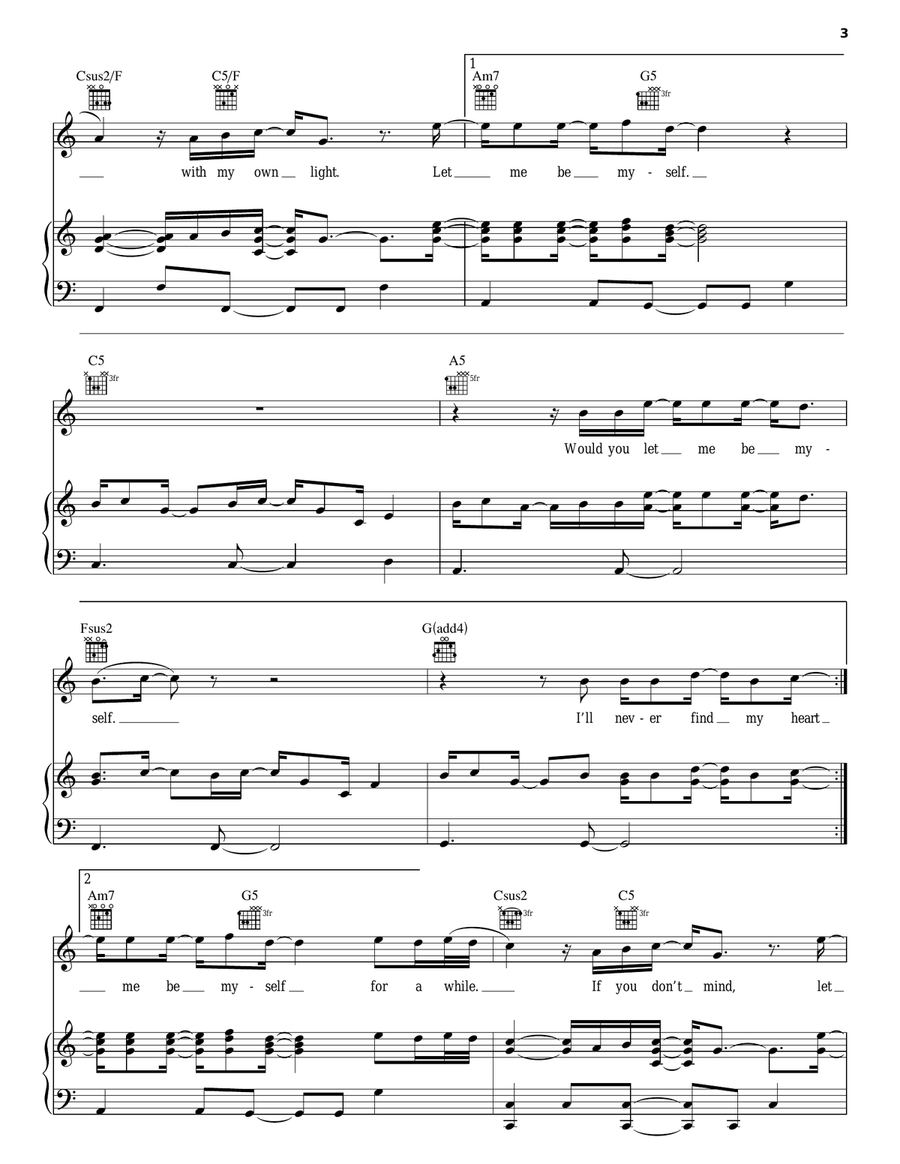 Let Me Be Myself Piano, Vocal, Guitar scores gallery preview page 3
