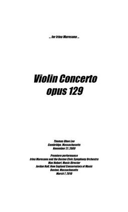 Book cover for Violin Concerto, opus 129 (2009) for violin solo and orchestra