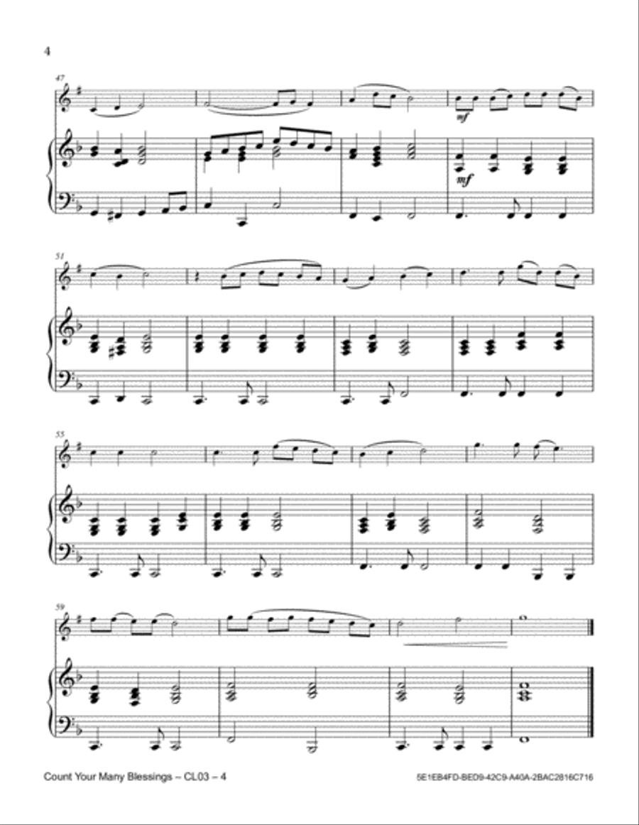 Count Your Many Blessings Clarinet Solo scores gallery preview page 4