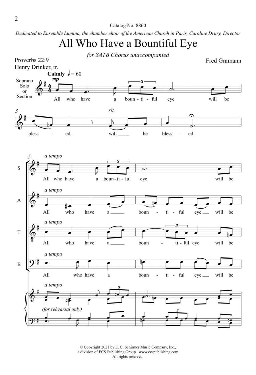 All Who Have a Bountiful Eye 4-Part scores gallery preview page 1