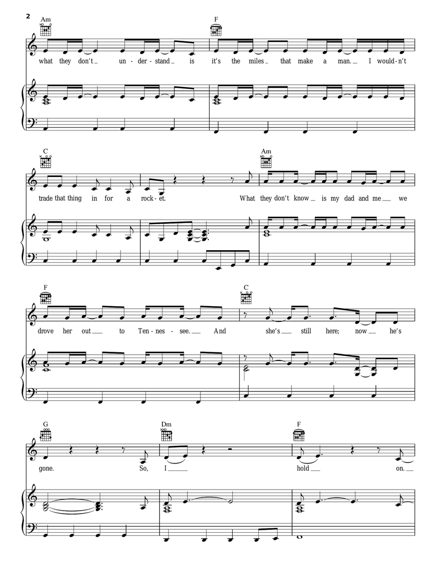 I Hold On Piano, Vocal, Guitar scores gallery preview page 2