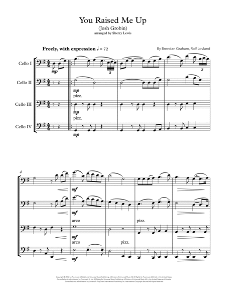 You Raise Me Up Cello scores gallery preview page 4
