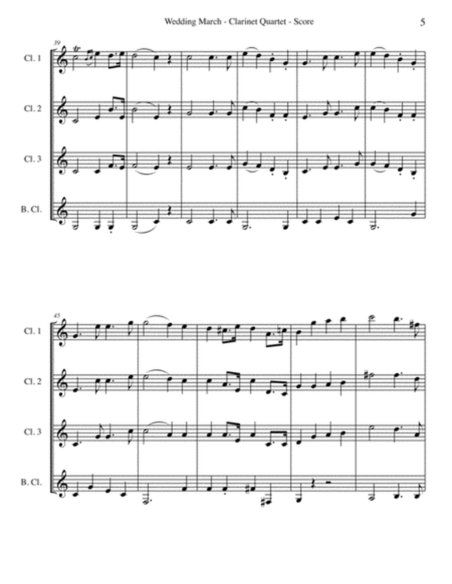 Mendelssohn Wedding March from A Midsummer Night's Dream for Clarinet Quartet image number null