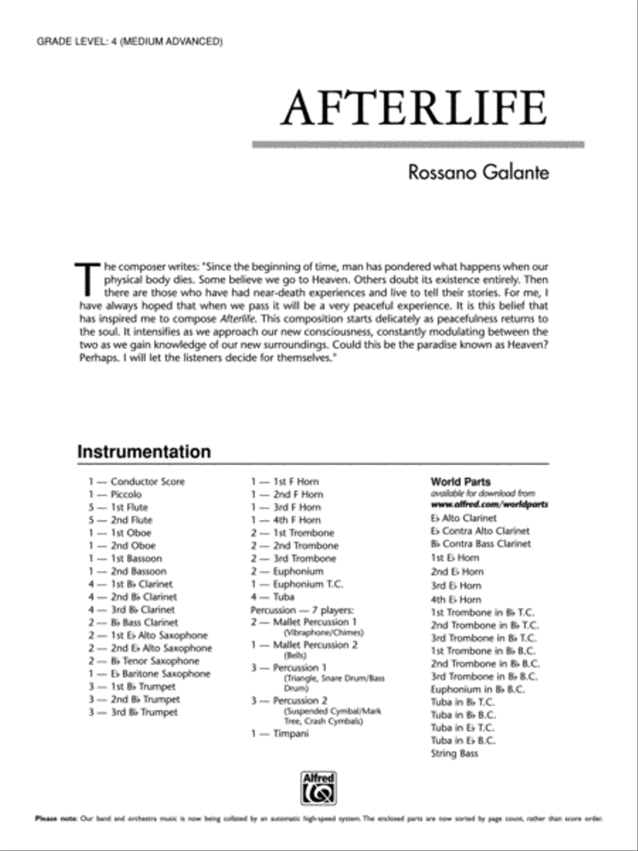 Afterlife: Score Concert Band scores gallery preview page 1