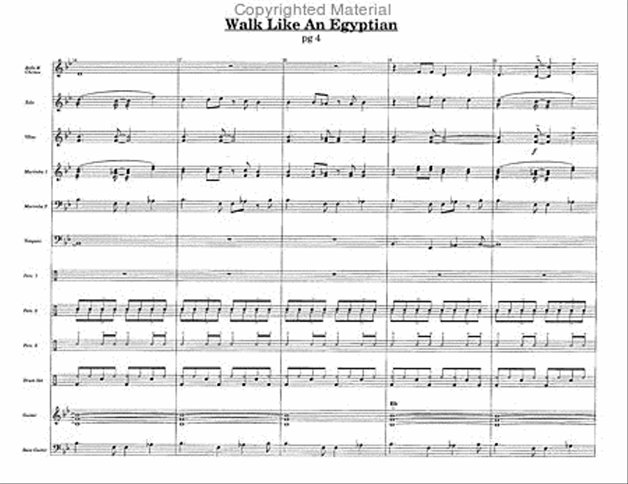 Walk Like An Egyptian Percussion Ensemble scores gallery preview page 3