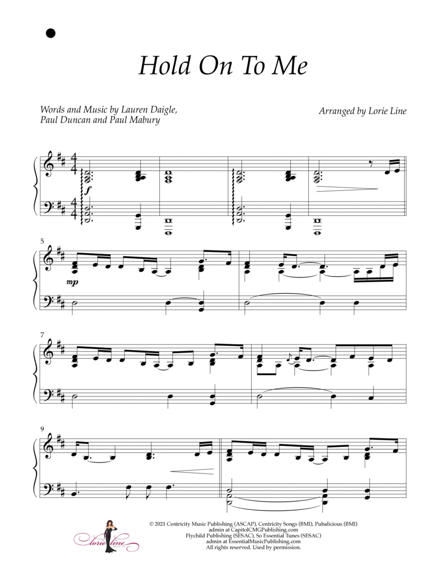 Hold On To Me Hold On To Me Piano Solo scores gallery preview page 1