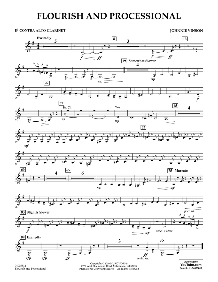 Flourish and Processional - Eb Contra Alto Clarinet Concert Band scores gallery preview page 1