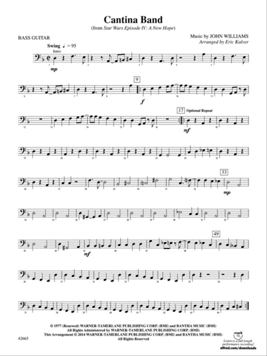 Cantina Band (from Star Wars Episode IV: A New Hope): Electric Bass Percussion Ensemble scores gallery preview page 1