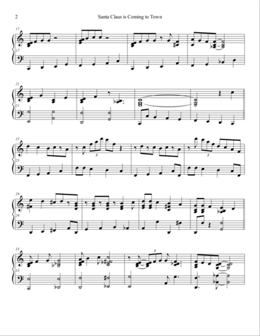 Santa Claus Is Comin' To Town Piano Solo scores gallery preview page 2