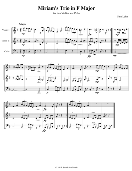 Miriam's Trio in F Major (for two Violins and Cello)