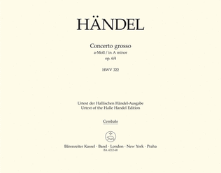 Book cover for Concerto grosso a minor, Op. 6/4 HWV 322