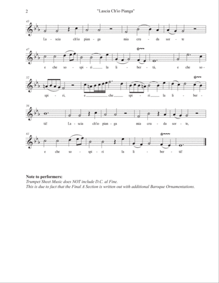Lascia Ch'io Pianga (Aria from the Opera Rinaldo) for Trumpet & String Trio String Trio scores gallery preview page 5