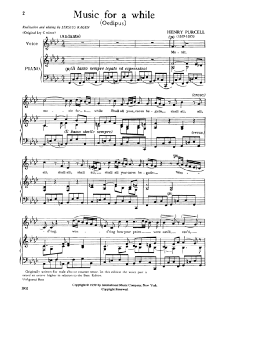 Music For A While: - Low In F Low Voice scores gallery preview page 2