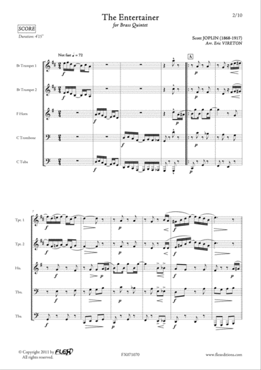 The Entertainer The Entertainer Brass Quintet scores gallery preview page 2