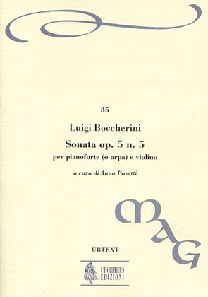 Book cover for Sonata Op. 5 No. 5 for Piano (Harp) and Violin