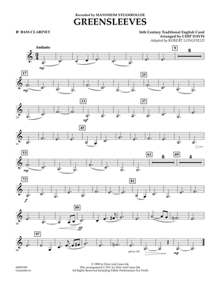 Greensleeves - Bb Bass Clarinet