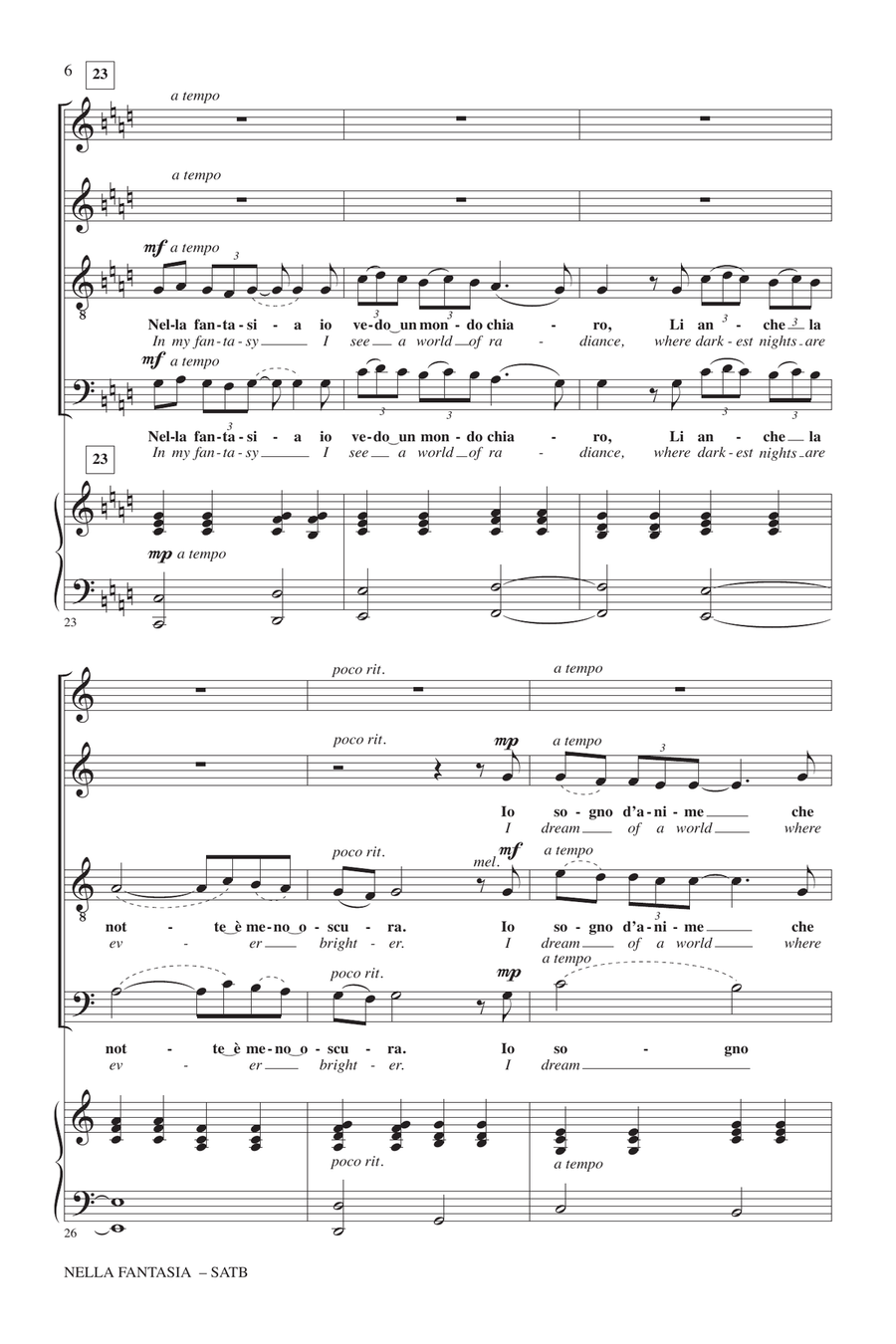 Nella Fantasia (In My Fantasy) (arr. Audrey Snyder) 4-Part scores gallery preview page 4