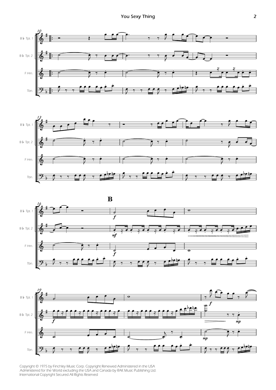 You Sexy Thing You Sexy Thing Brass Quartet scores gallery preview page 4