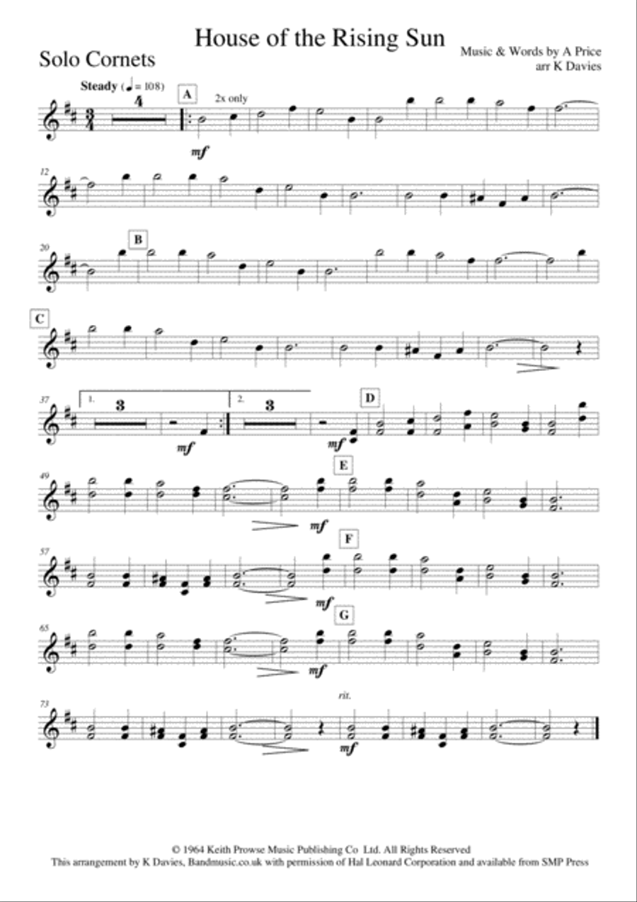 The House Of The Rising Sun Brass Ensemble scores gallery preview page 3