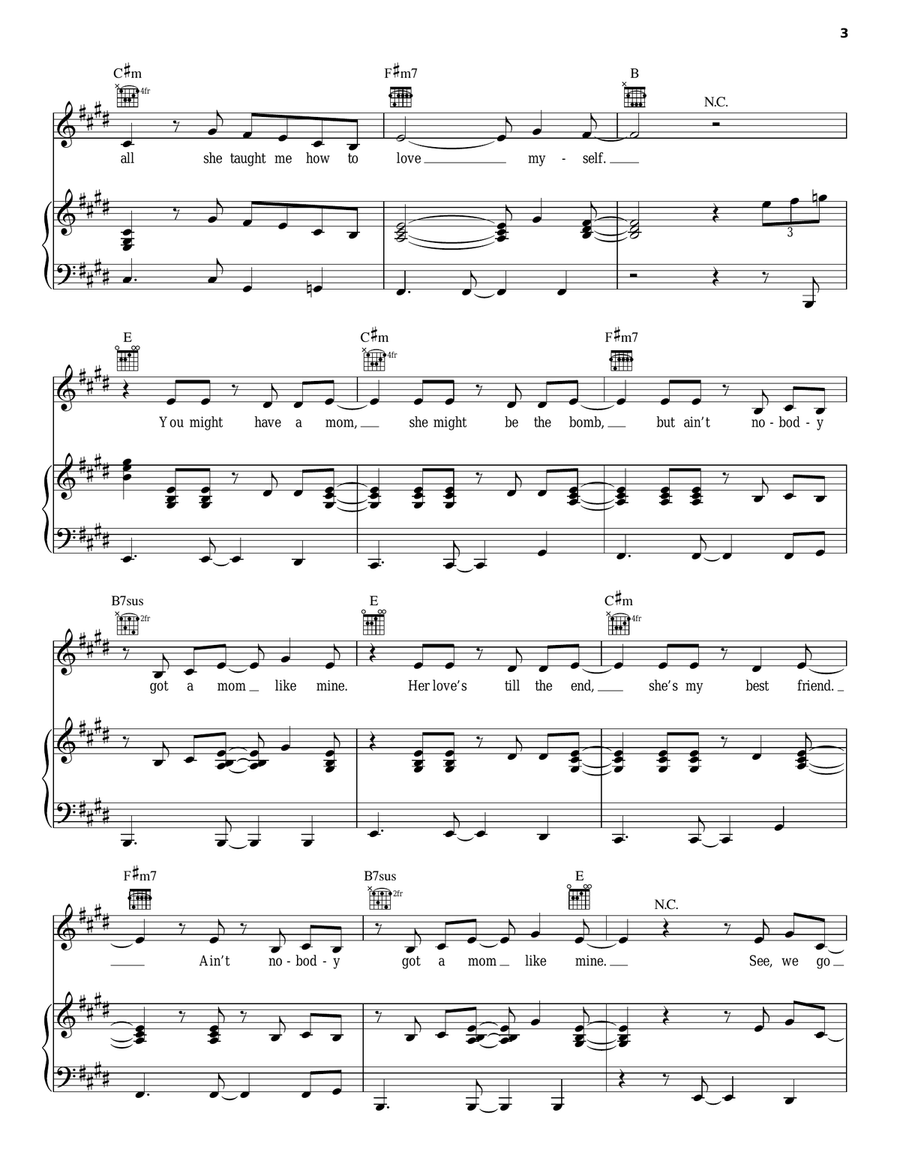 Mom (feat. Kelli Trainor) Piano, Vocal, Guitar scores gallery preview page 3