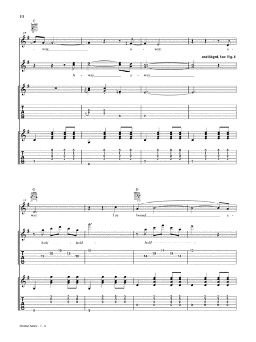 Bound Away Guitar Tablature scores gallery preview page 4