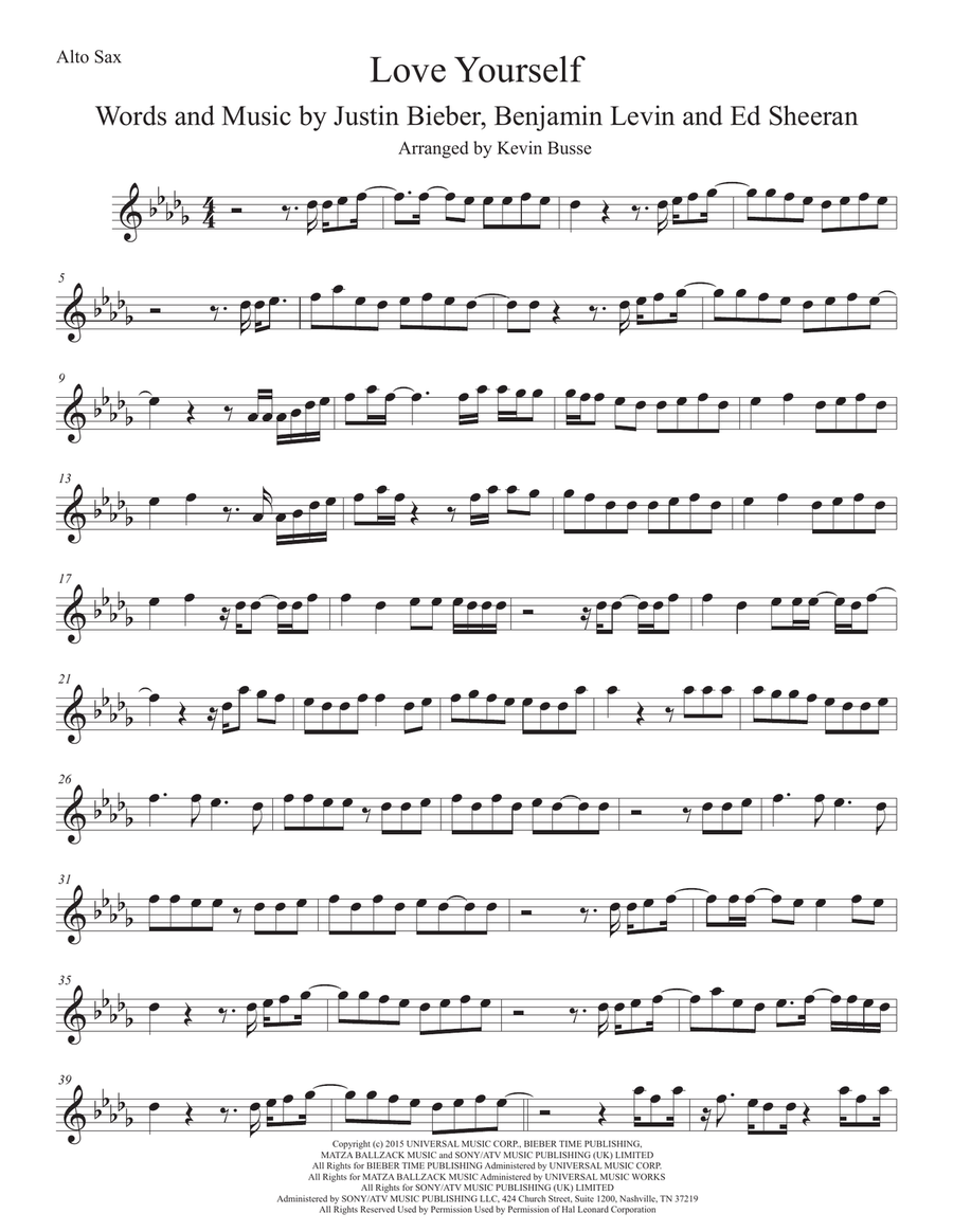 Love Yourself Alto Saxophone scores gallery preview page 1