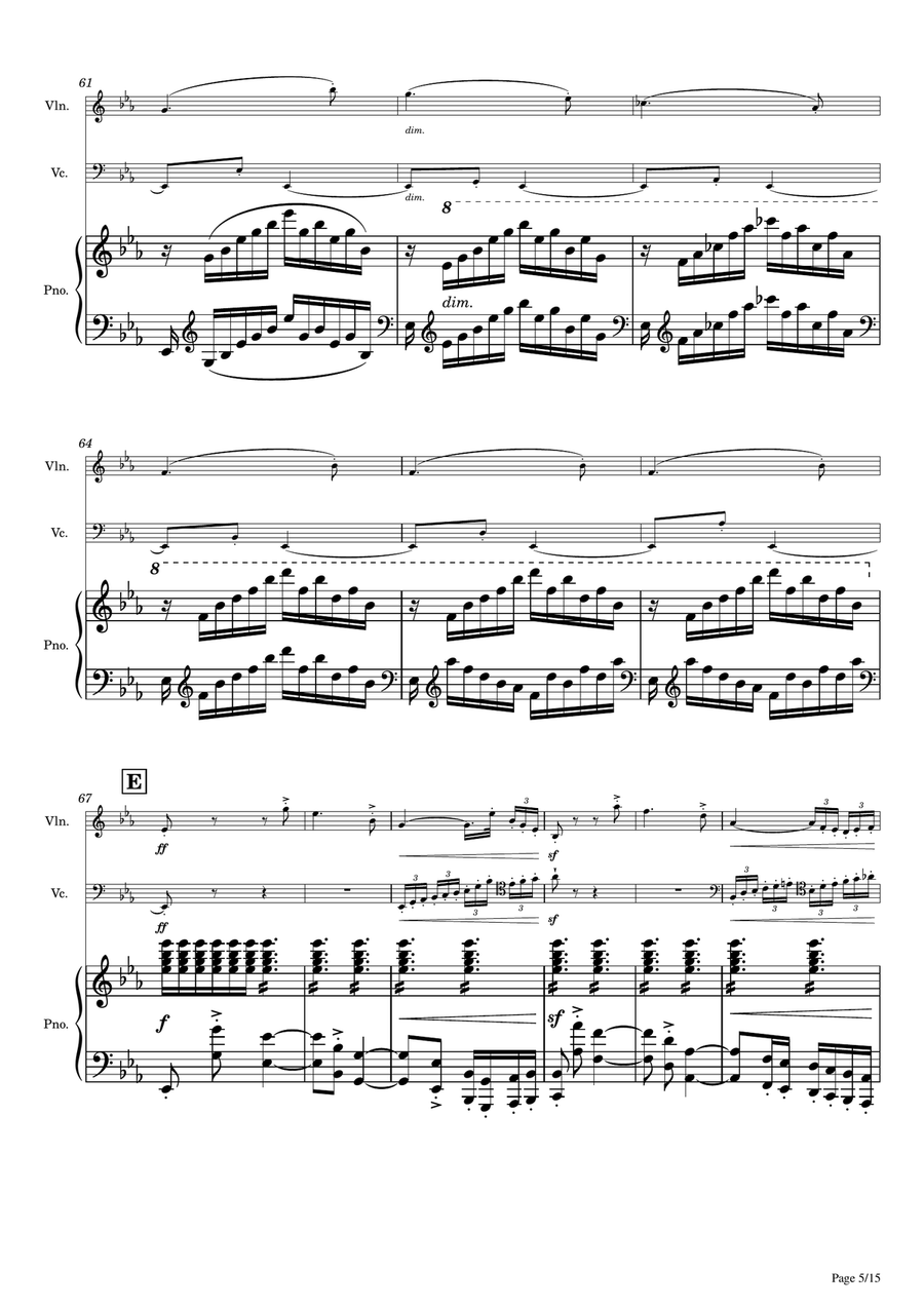 Schubert - Piano Trio in E-flat major, D.929 Op.100 2nd Mov - Andante con Moto Original Piano Trio scores gallery preview page 5