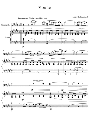 Book cover for Sergei Rachmaninoff - Vocalise (Violoncello Solo)